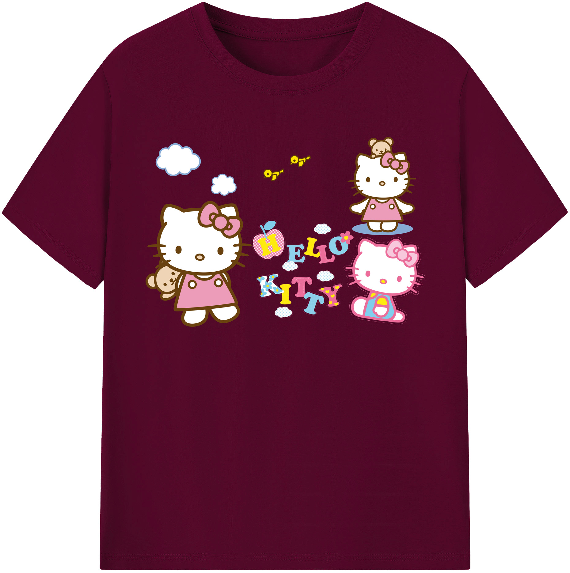 （画像用） Hello Kitty ハローキティ レディースカジュアルプリントTシャツ（綿100％）